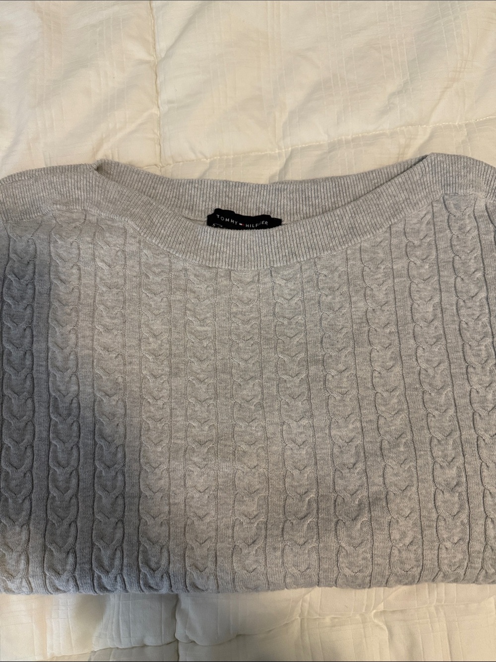 Tommy Hilfiger Gray Cable Knit Boatneck Pullover Sweater XL